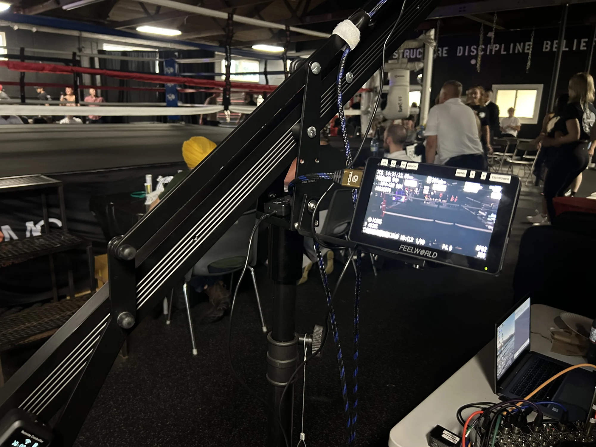 Broadcast camera and monitor set up ringside
